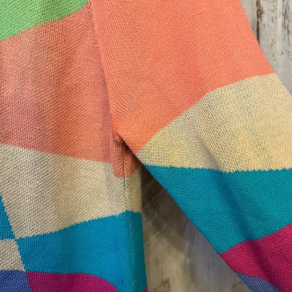 Mara Hoffman Open Neck Open Back Colorblock Aztec Long Sleeve Sweater Size Small - Picture 3 of 10